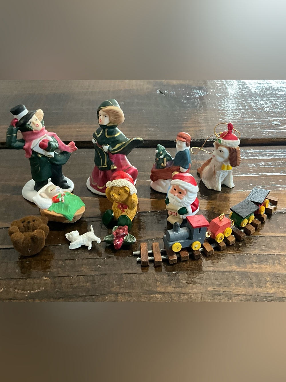 Vintage Lot of 11 Assorted Christmas Miniature Figures Decor